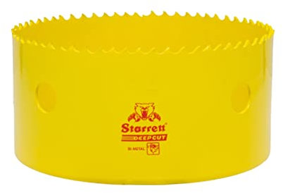 Starrett Deep Cut Hole Saw - DCH0412 Heavy Duty Bi-Metal with Extra Cobalt HSS Teeth - For Metals Wood Cast Iron Fibreglass Plastic Materials - 114mm