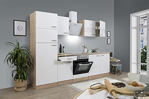 respekta Küchenzeile Merle KB270ESWCGKE Weiß 270 cm Breite mit Elektrogeräten
