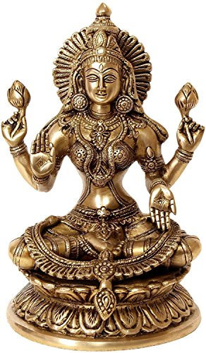 Aone Indien groß 22,9 cm Laxmi Statue Göttin Messing Lakshmi Hindu Idol Religiöse Metall Geschenk Home Decor + Cash Umschlag (10 Stück)