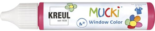 Kreul 24407 – Mucki Window Color, rose, 29 ml, peinture pour fenêtre à base d'eau, sans paraben, sans gluten, sans lactose, végétalien, facilement coloriable, lavable