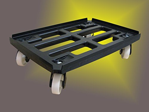 Transportroller für Boxen 600x400 mm PP Rahmen 4x Kunststoff-Lenkrolle ø 100mm, Kunststoffräder natur. (schwarz)