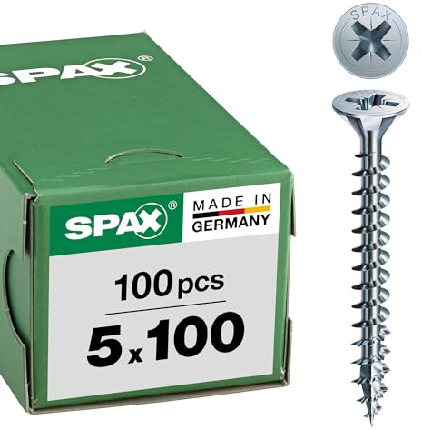SPAX Universal screw, 5 x 100 mm, 100 pieces, partial thread, flat countersunk head, cross recess Z2, 4CUT, WIROX - 1081010501003