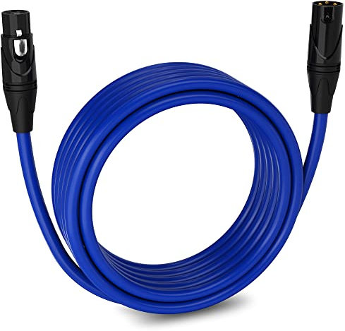 LyxPro 20 ft Balanced XLR Mic Cable, Male to Female, Blue