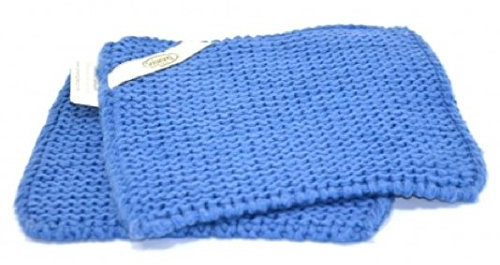 Solwang Topflappen gestrickt staubig blau