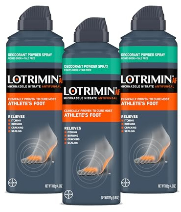 Lotrimin Medicated Deodorant Powder Spray with Miconazole Nitrate 2%, 4.6 oz (Pack of 3)