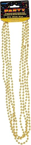 Elegant Gold Metallic Bead Necklaces (81cm) Pack of 4 - Stylish Party Accessory for Festive Occasions and Celebrations