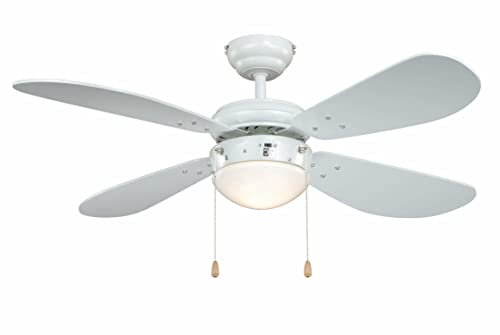AireRyder Ventilatore da soffitto Classic 105 cm con illuminazione, bianco con pale bianche