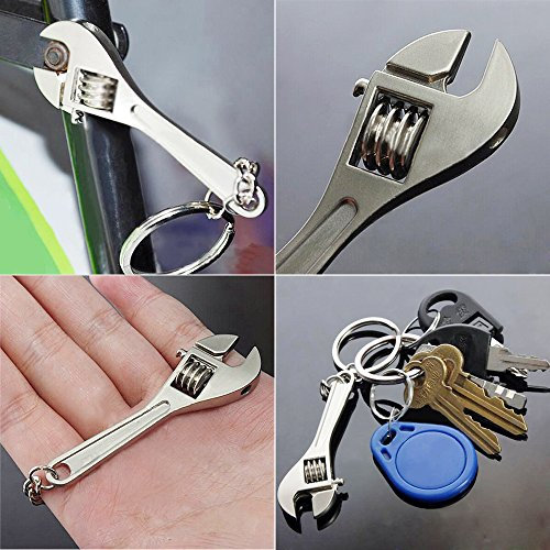 Azoraten Mini-Rollgabelschlüssel mit Schlüsselanhänger, Gadget, verstellbar, Handwerkzeug, zum Basteln