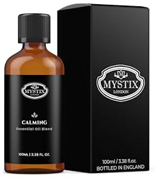 Mystix London | Calming Essential Oil Blend | 100ml | Floral and herbal oils create a smooth, relaxing aroma with soft botanical notes.