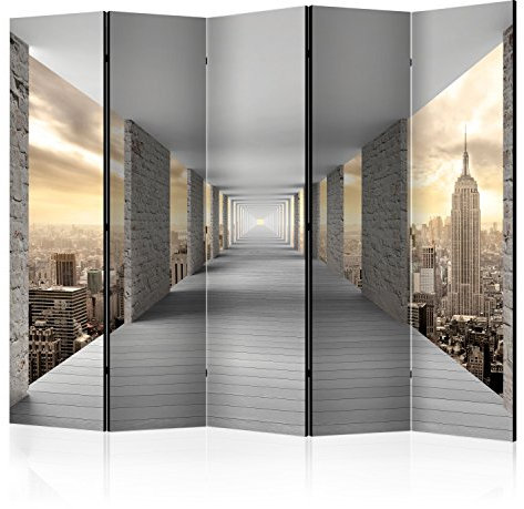 murando Raumteiler 3D Optik Foto Paravent 225x172 cm beidseitig auf Vlies-Leinwand Bedruckt Trennwand Spanische Wand Sichtschutz Raumtrenner grau beige c-C-0005-z-c