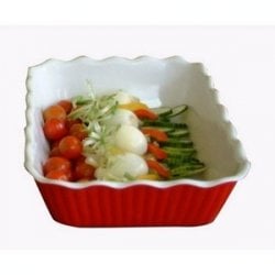 Chabrias Ltd Tulip Deli Bistro SAN Crock Salad Bowl Party Serving Dish Food Display Plate (5.4 litres, Red)