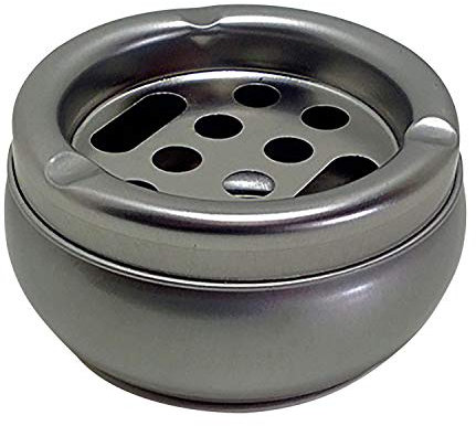 Land-Haus-Shop Aschenbecher aus Metall, Aschen Becher mit Asche Behälter zum Entleeren 10,0 cm (LHS)