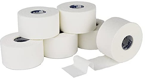 TIGERTAPES Zinc Oxide Tape - 3.8cm x 13.7m - 6 Rolls | White Sports Strapping Tape for Ankles, Shoulders, Knees and Hands | Blister Prevention & Joint Support for Rugby, Football, Boxing