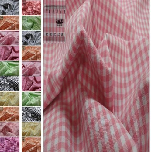 Stoffbook Tessuto di Cotone Patchwork Quadretti Vichy 5Mm Rosa, C363