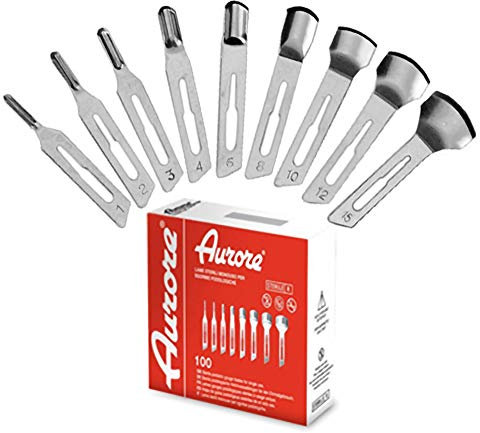100 LAME SGORBIA BISTURI DA RICAMBIO MANICURE E PEDICURE AURORE PROFESSIONALE ESTETISTA (N° 1)