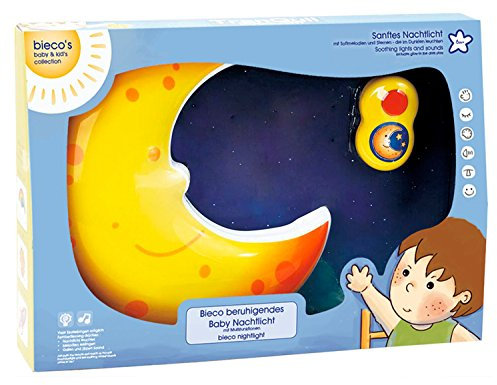 Bieco 04052657 - Nachtlicht Mond mit Musik, ca. 33 x 22 x 5 cm