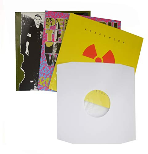 50x 12 Inch Anti Satic Inner Vinyl Record Sleeves Polylined LP Inner Sleeves White Paper Poly Lined vinyl album inner sleeves Vinyl lp inner sleeves anti static Bevelled LP inner sleeves HDPE