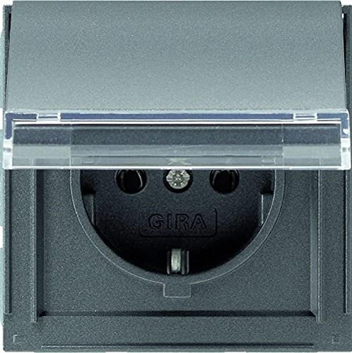 Gira 041067 Schuko Steckdose Klappdeckel Beschriftungsfeld Gira TX_44 (WG UP), anthrazit