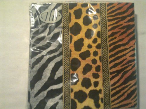 IHR African Animal Leopard Zebra Giraffe Print Napkins 20 - Animal Print Gold