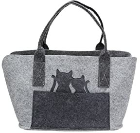 GILDE Tasche Shopping, Filz Tasche, Katzenpaar, in hellgrau