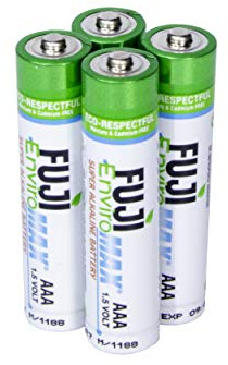 Fuji Enviromax 1.5V Super Alkaline AAA Batteries - No Harmful PVC & Heavy Metals, Long Lasting, Powerful, Triple AAA Batteries (Pack of 4)