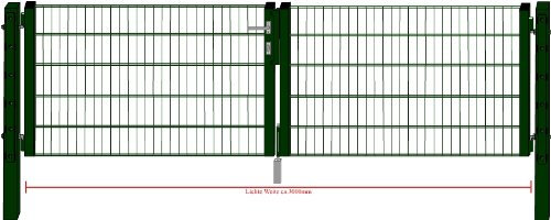 Camas Ben Light Drahtgittertor Einfahrtstor 1230mm grün 3m breit Gartentor Toranlage