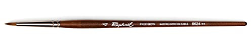 Raphael Precision 8524 Short Handle Brush, Retouching, 4, Natural, 1 Count (Pack of 1)