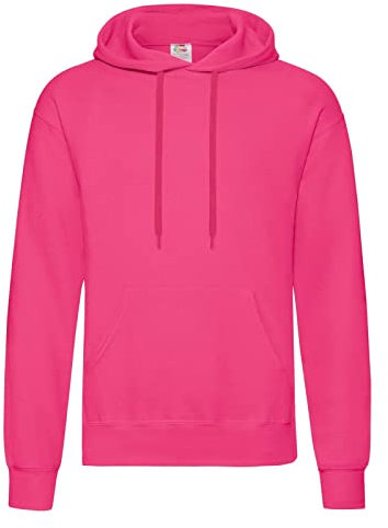 FRUIT OF THE LOOM Men's Classic Hooded Sweatshirt, Fuchsia, L UK