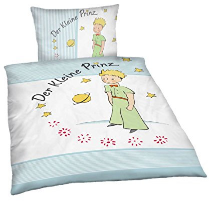 Tex idea Bettwäsche Der kleine Prinz 100x135 Jungen Mädchen Wendebettwäsche 2 Stück Hochwertige Baumwolle Reißverschluss