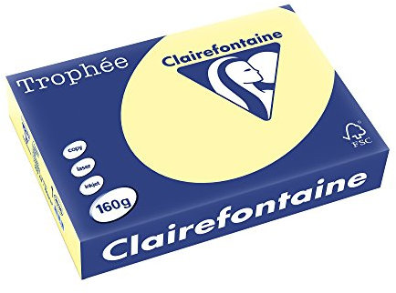 Clairefontaine 2636C - Ries Druckerpapier / Kopierpapier Trophee, intensive Farben, DIN A4, 160g, 250 Blatt, Gelb, 1 Ries