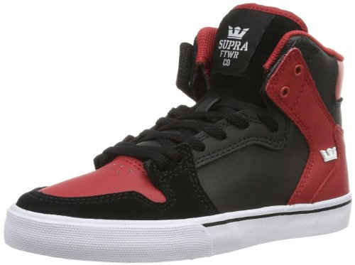 Supra Kids Vaider S11206K Unisex-Kinder Sneaker, Schwarz (Black/RED - White BRW), EU 31 (UK 12) (US 13)