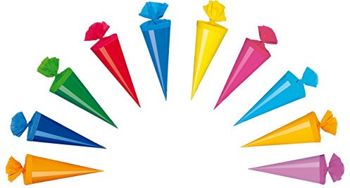 100 Deko Schultüten / Länge: 12cm / 10 Farben