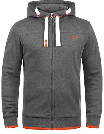 !Solid SDBenjaminZip Herren Sweatjacke Kapuzenjacke Hoodie mit Kapuze Reißverschluss Kordelzug Baumwollmischung Regular fit, Größe:M, Farbe:Grey Melange (8236)