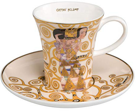 Goebel 67-011-62-1 Espressotasse mit Untertasse Gustav Klimt Die Erwartung aus Porzellan, Mehrfarbig, 0,1 l, 12 x 12 x 7,5 cm