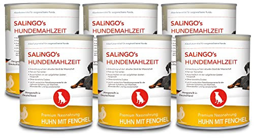 SALiNGO Hundefutter nass, Huhn mit Fenchel und Reis, sensitiv (6x800g)