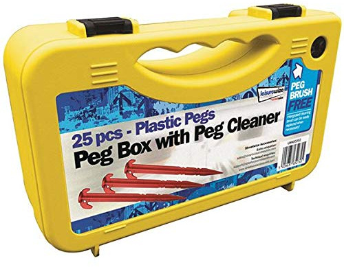 Leisurewize - 25-Pack Plastic Tent Pegs with Carry Box – Heavy Duty, Lightweight & Durable for Tents, Gazebos, Groundsheets, Football Nets, Awnings & Outdoor Camping (LWACC202)