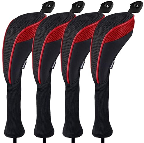 Andux 4pcs/Set Long Neck Golf Hybrid Club Head Covers Interchangeable No. Tags Pack of 4 CTMT-01