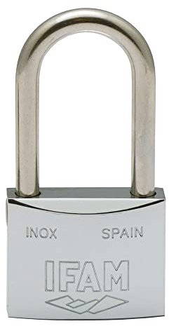 IFAM Candado Serie Inox, Arco Largo, 30mm, Alta Resistencia a la Oxidación, Ambientes Húmedos, Alto Nivel de Seguridad, Resistente y Cromado