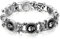 JewelryWe Schmuck Herren Armband, Edelstahl Retro Gotik Totenkopf Schädel Charm Link, Biker, Schwarz Silber