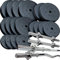 ScSPORTS® Hantelset - 2 Kurzhanteln, Langhantel, SZ Stange, max. Belastbarkeit 50/110/120/150 kg, Ø31mm, Hantelscheiben, Kunststoff, Schwarz - Gewichtsset (95 kg (4 x 10/7,5/5 + 4 x 2,5/1,25))