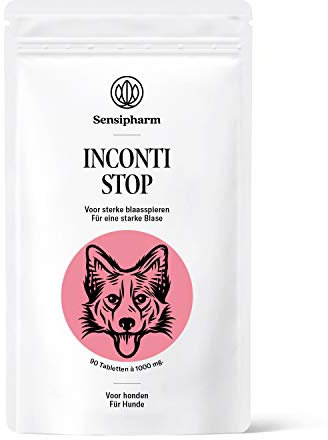 Sensipharm Inconti Stop Blasen-Formel für Hunde - Unterstützt Blasenfunktion bei Blasenschwäche, Inkontinez, Harnverlust & Urinverlust - 90 Tabletten a 1000 mg.
