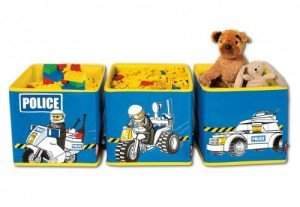 lego 3 Connectable Storage Bins Blue Police