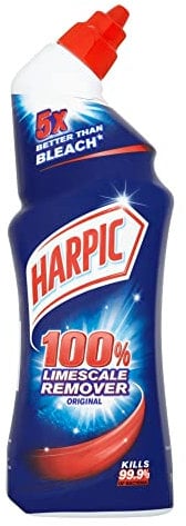 Harpic Toilet Cleaner, 100 Percent Limescale Remover Original Kills 99 Percent of Bacteria, 5x Better than Bleach, 750 (Pack of 1)