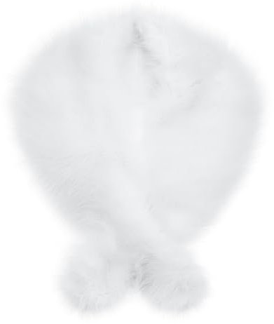 Futrzane Classic Stola - Lange Fellstola Damen - Fake Fur Pelzkragen Fell Schal (Weiß Classic)