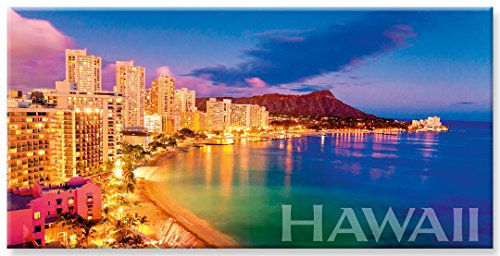 Pacifica Island Art Panorama Kühlschrank Magnet mit hawaiianischem Motiv - Waikiki Pink by Monica & Michael Sweet