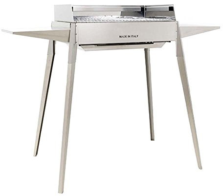 Grill aus Edelstahl, zerlegbar, mit Regalböden und Grillrost, 60 cm x 40 cm