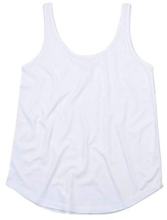 Mantis Womens Loose Fit Sleeveless Vest Top, Scoop Hem, XL, White