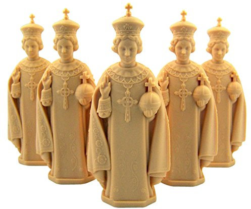Religious Gifts katholischen Schutzpatron geformtem Kunststoff Statue Figur, Menge 5 Infant of Prague 3 1/2 inch Hautfarben