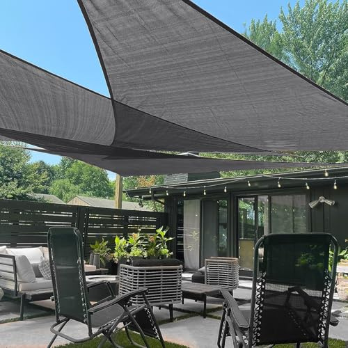 LOVE STORY 16'5'' x 16'5'' x 16'5'' Triangle Dark Grey Sun Shade Sail Canopy UV Block Awning for Outdoor Patio Garden Backyard