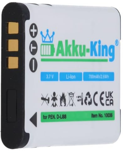 Akku-King Akku kompatibel mit Pentax D-Li88 - Li-Ion 700mAh - für Optio H90, P70, P80, W90, WS80